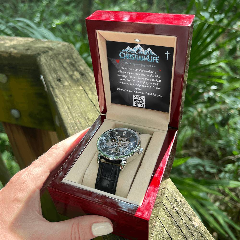 Men’s Openwork Watch with Personalized insert card. - Jewelry