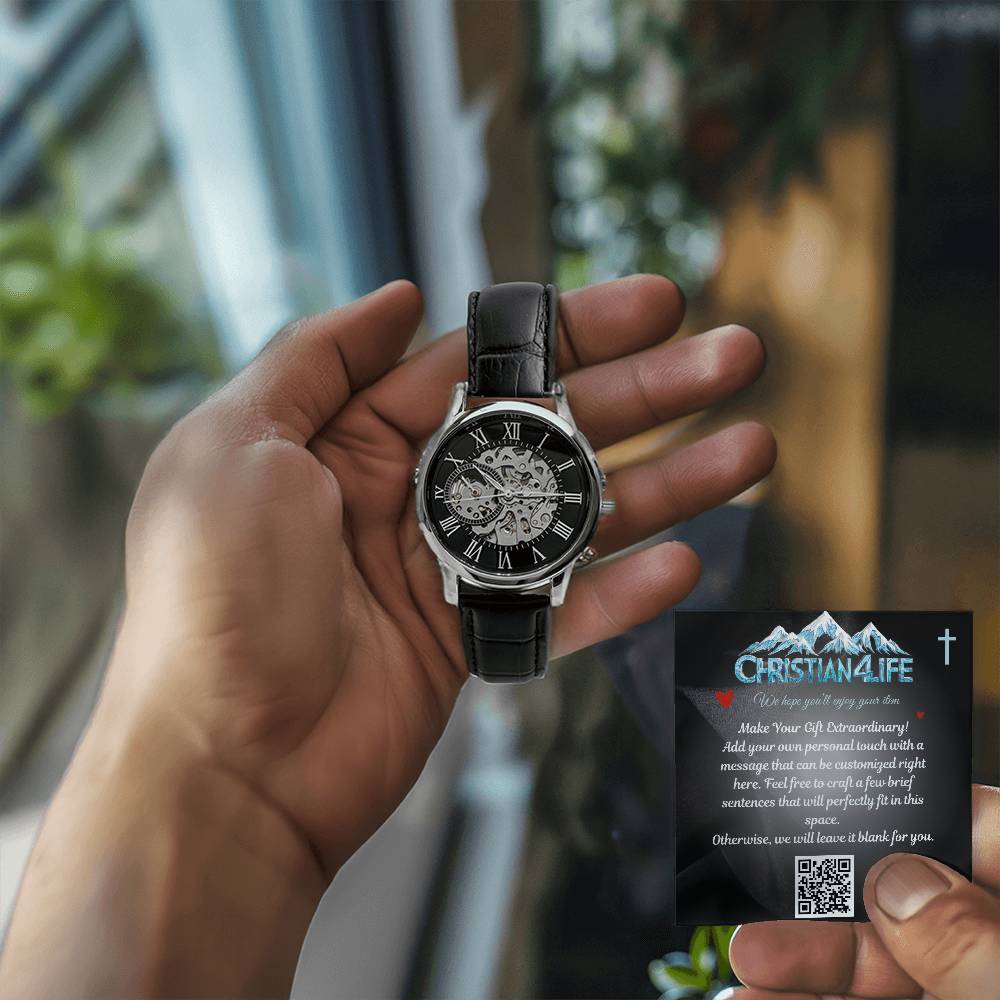 Men’s Openwork Watch with Personalized insert card. - Jewelry