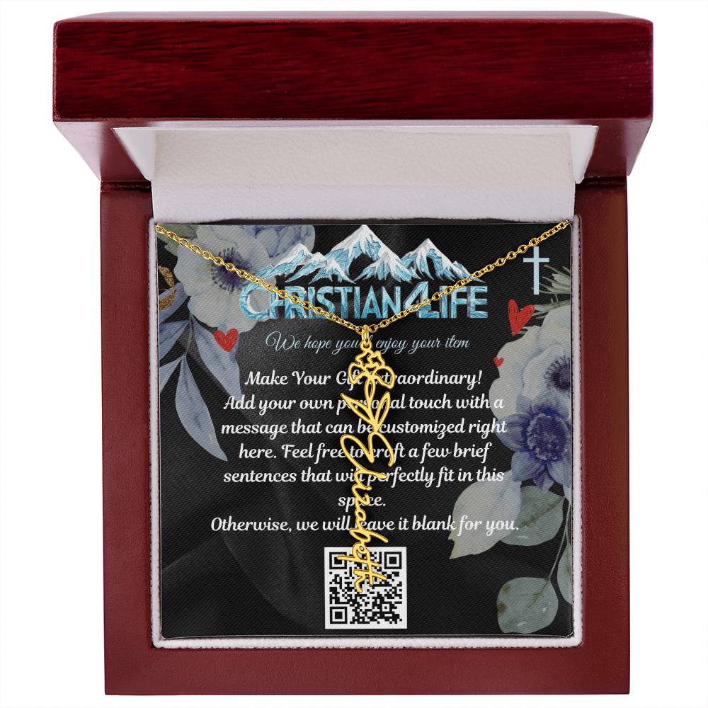 Personalized Flower Necklace (Custom name and 12 Birth Flowers), add your own message