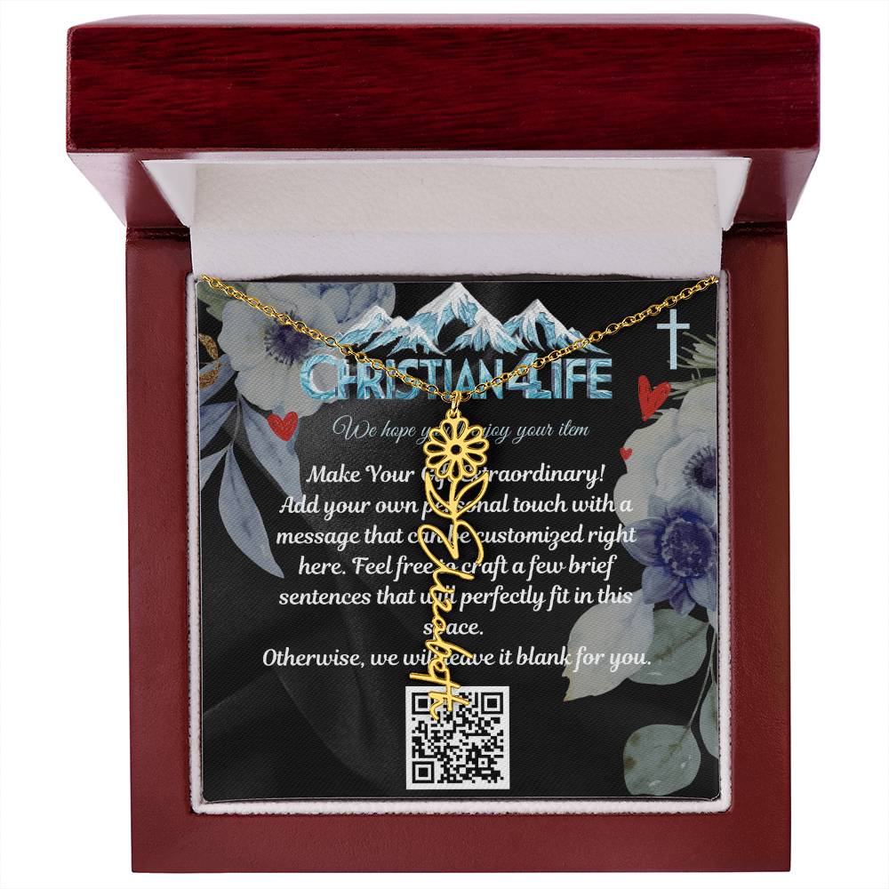 Personalized Flower Necklace (Custom name and 12 Birth Flowers), add your own message