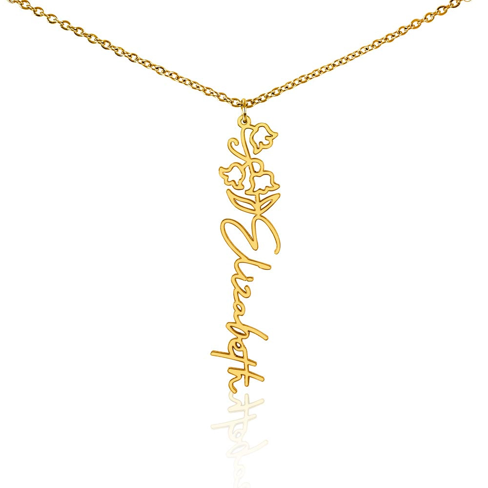 Personalized Flower Necklace (Custom name and 12 Birth Flowers) - Jewelry