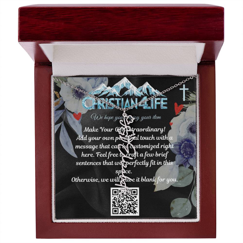 Personalized Flower Necklace (Custom name and 12 Birth Flowers), add your own message