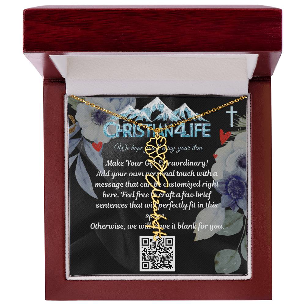 Personalized Flower Necklace (Custom name and 12 Birth Flowers), add your own message