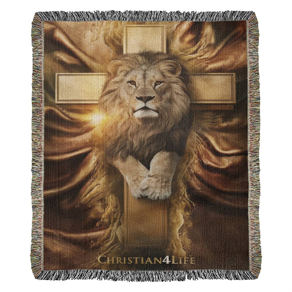 Christian4Life Lion and Cross Heirloom Woven Blanket - Blankets