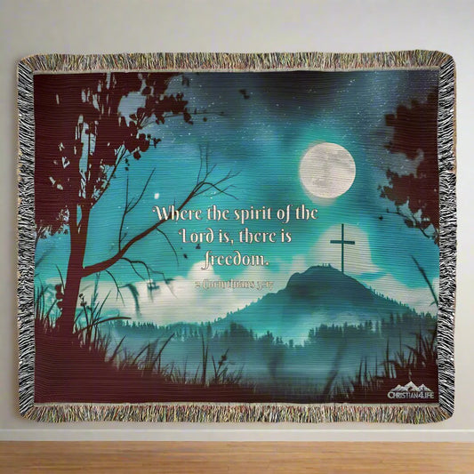 ’Where the spirit of the Lord is there is Freedom’ Christian Woven Blanket - Blankets
