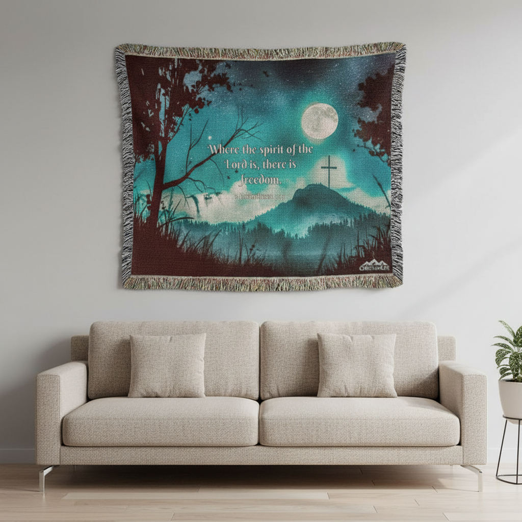 "Where the spirit of the Lord is, there is Freedom" Christian Woven Blanket