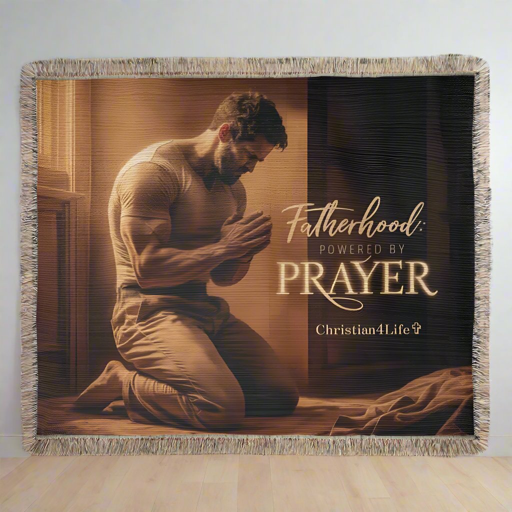 Christian Woven Blanket ’Fatherhood powered by Prayer’ - Blankets