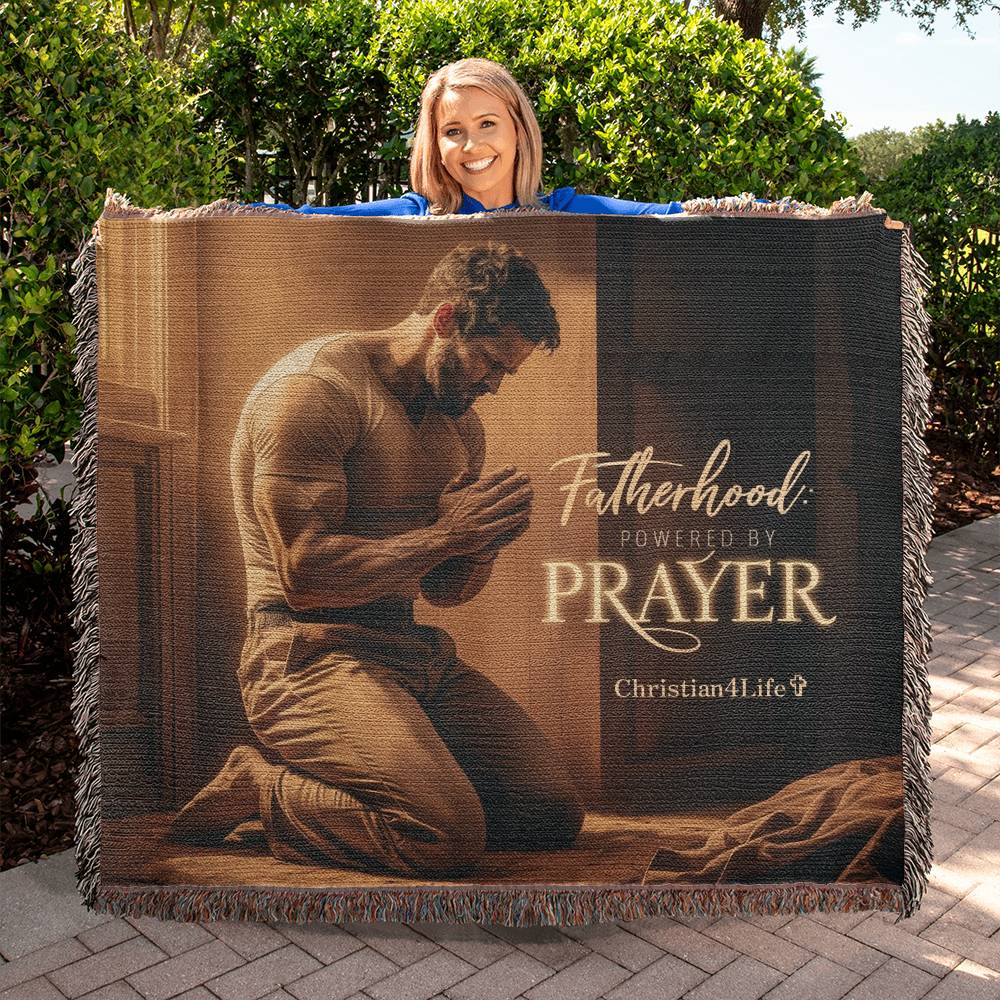 Christian Woven Blanket ’Fatherhood powered by Prayer’ - Blankets