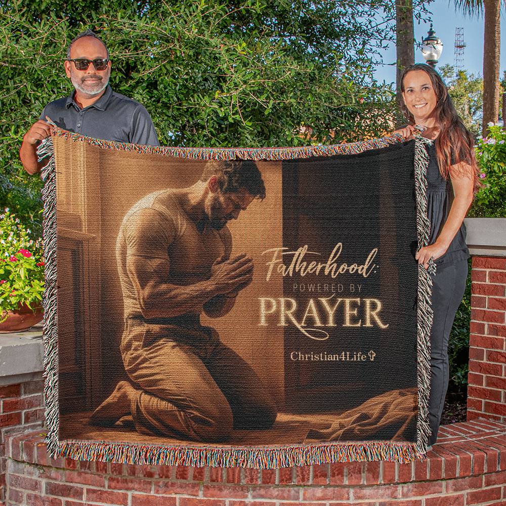 Christian Woven Blanket ’Fatherhood powered by Prayer’ - Blankets