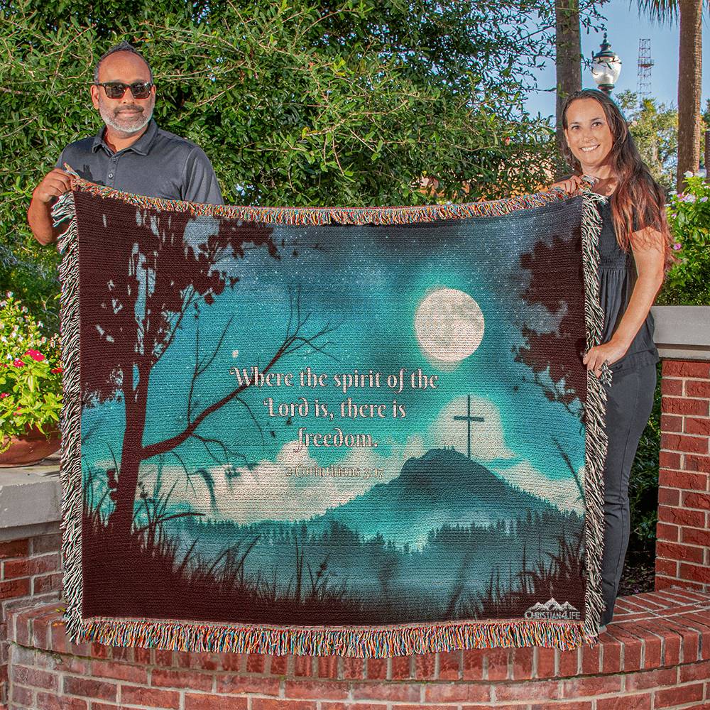 ’Where the spirit of the Lord is there is Freedom’ Christian Woven Blanket - Blankets