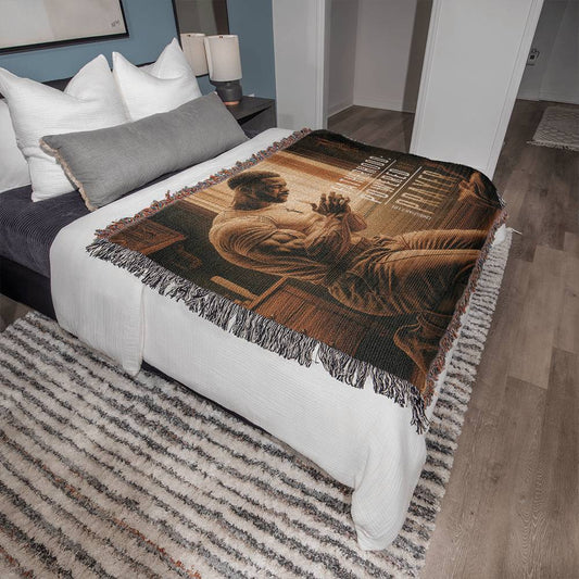 ’Fatherhood Powered by Prayer’ Christian Woven Blanket - Blankets