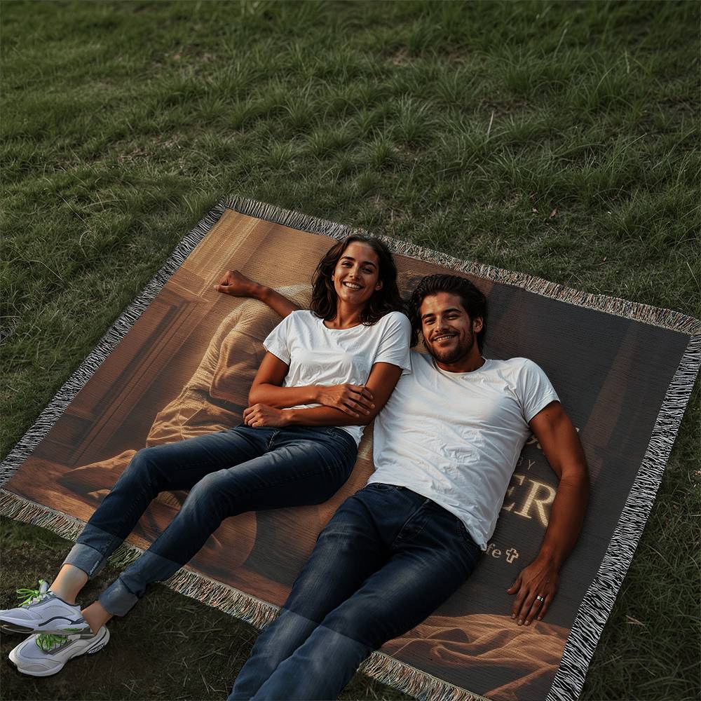 Christian Woven Blanket ’Fatherhood powered by Prayer’ - Blankets