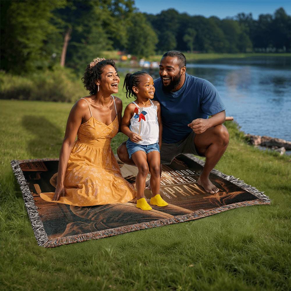 ’Fatherhood Powered by Prayer’ Christian Woven Blanket - Blankets