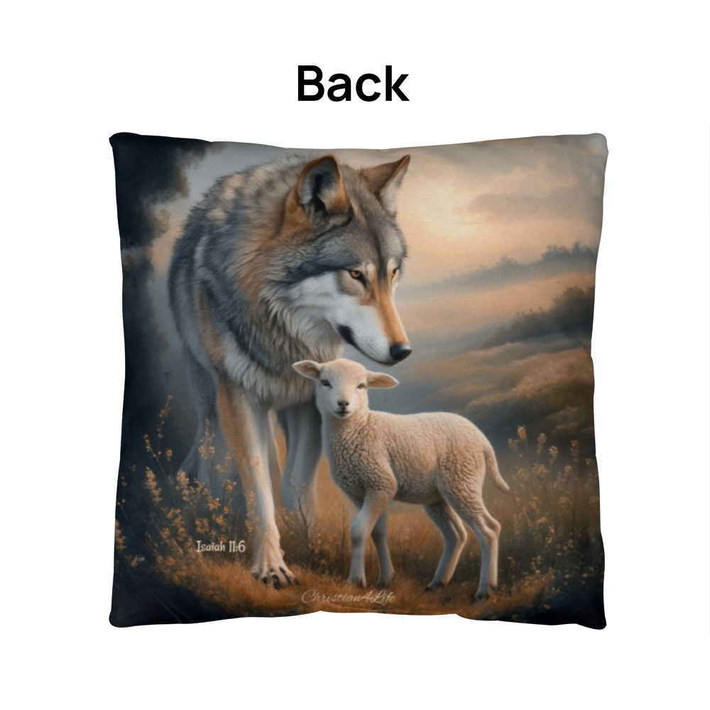 Wolf and Lamb Bible Verse Classic Pillow (multiple sizes) - Home Decor