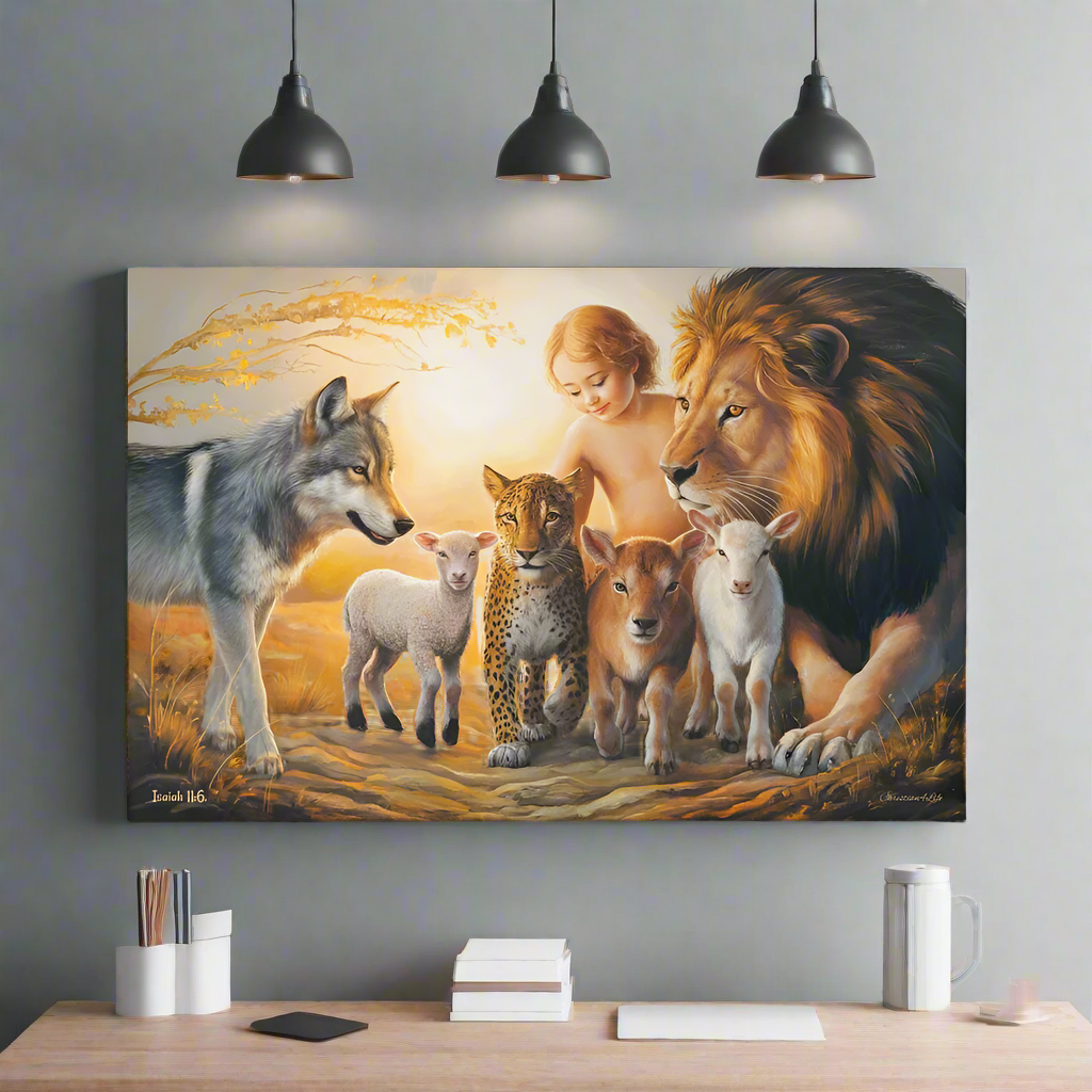 Kingdom To Come Isaiah 11:6 Gallery Wrapped Christian Wall Art Canvas - Canvas