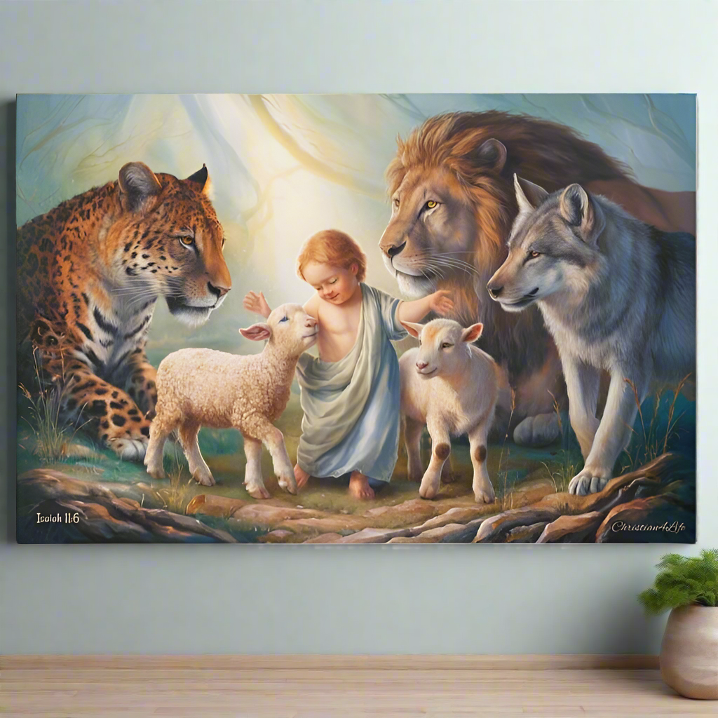 Kingdom Gallery Wrapped Christian Wall Art Canvas Isaiah 11:6 - Canvas