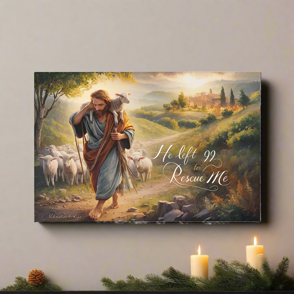 ’He Left 99 To Rescue Me’ Gallery Wrapped Christian Wall Art Canvas - Canvas