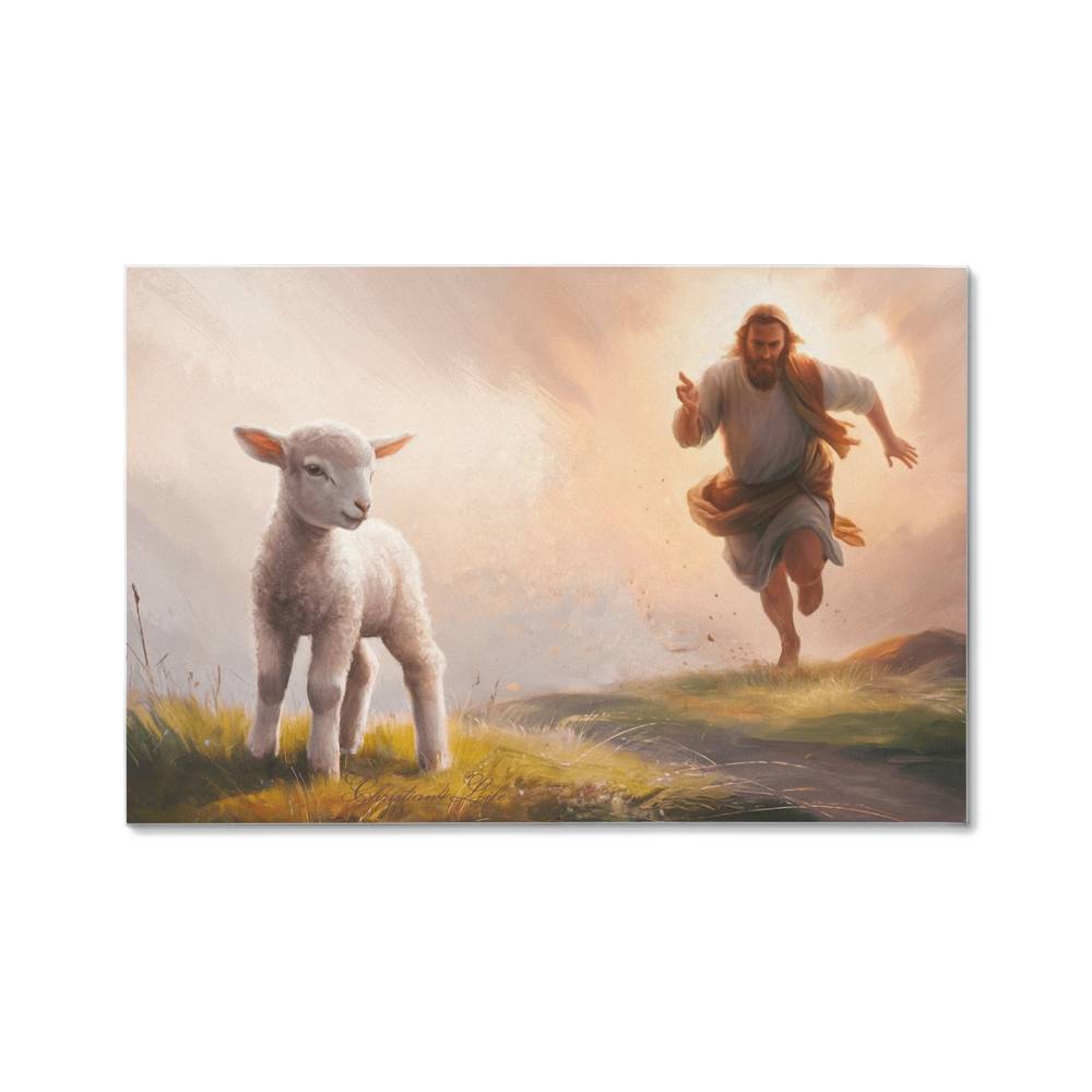The Good Shepherd Runs After Sheep - Gallery Wrapped Christian Wall Art Canvas - Canvas