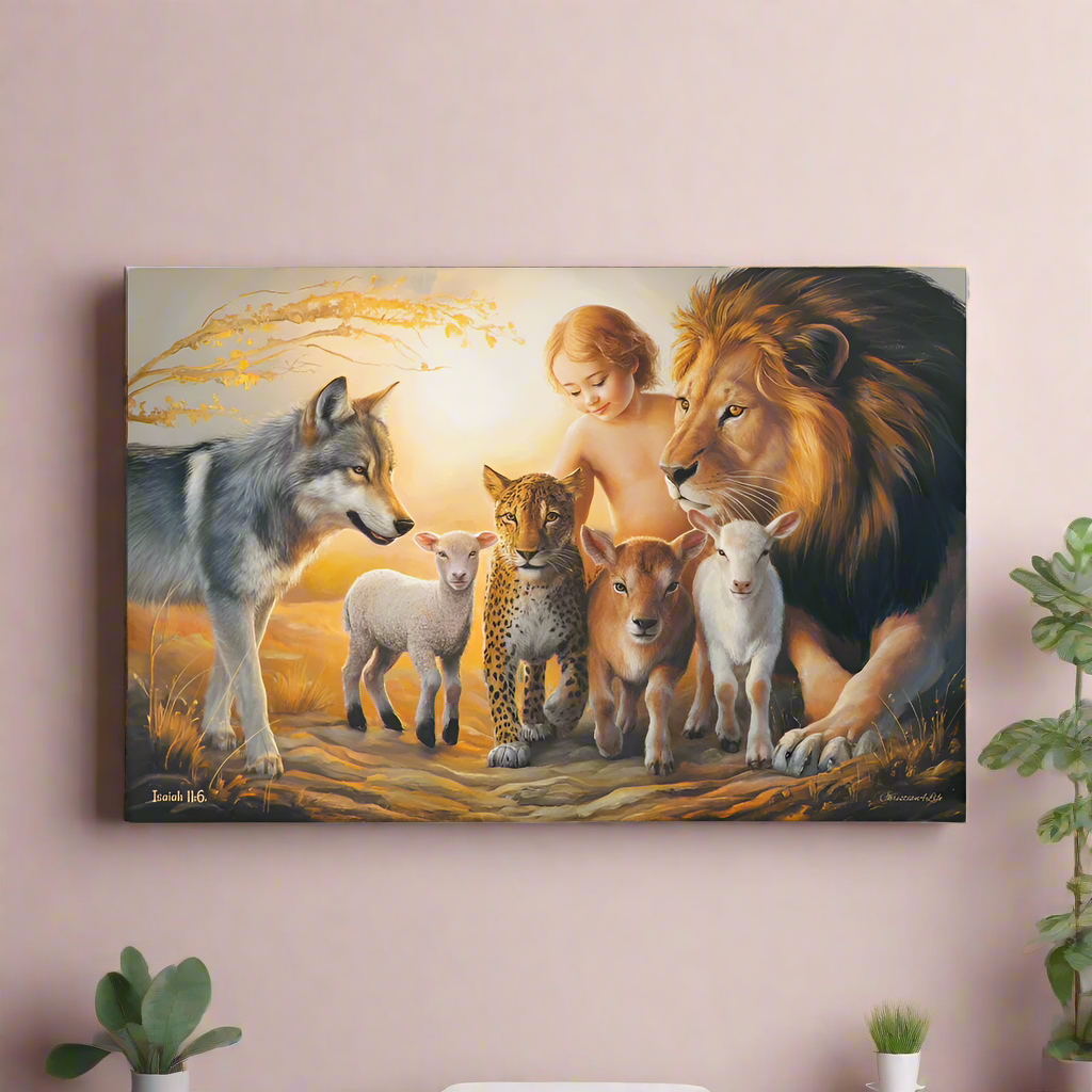 Kingdom To Come Isaiah 11:6 Gallery Wrapped Christian Wall Art Canvas - Canvas