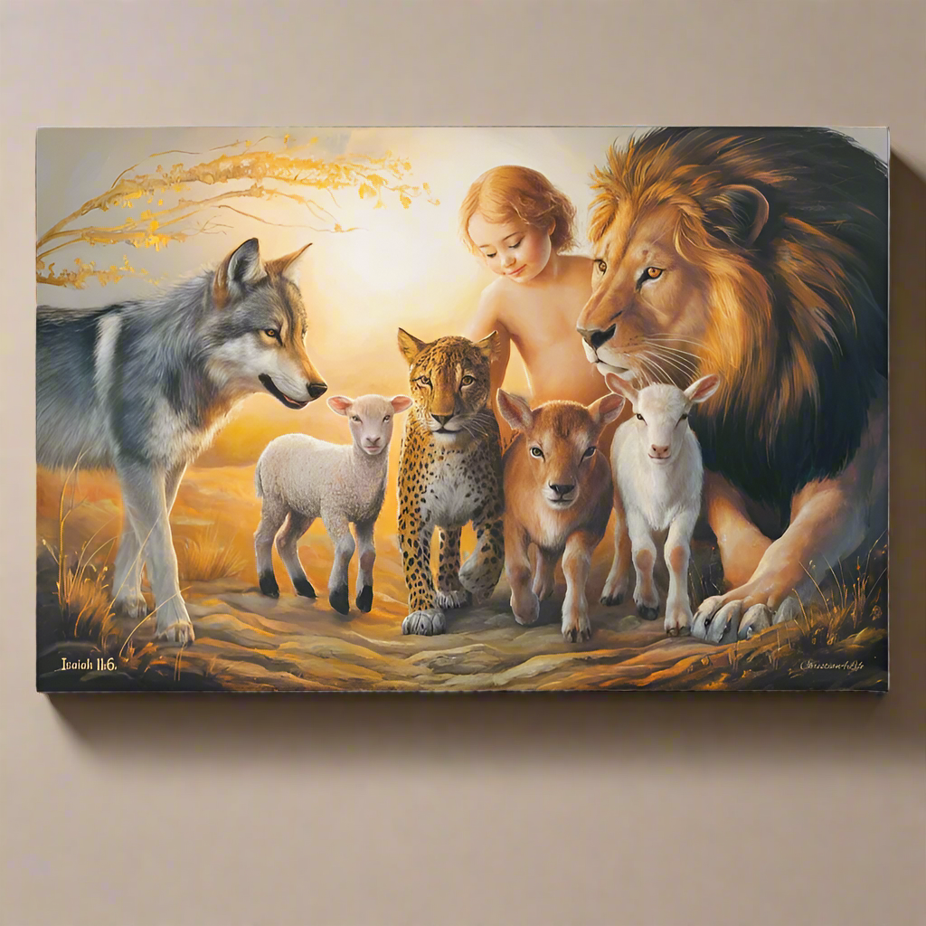 Kingdom To Come Isaiah 11:6 Gallery Wrapped Christian Wall Art Canvas - Canvas