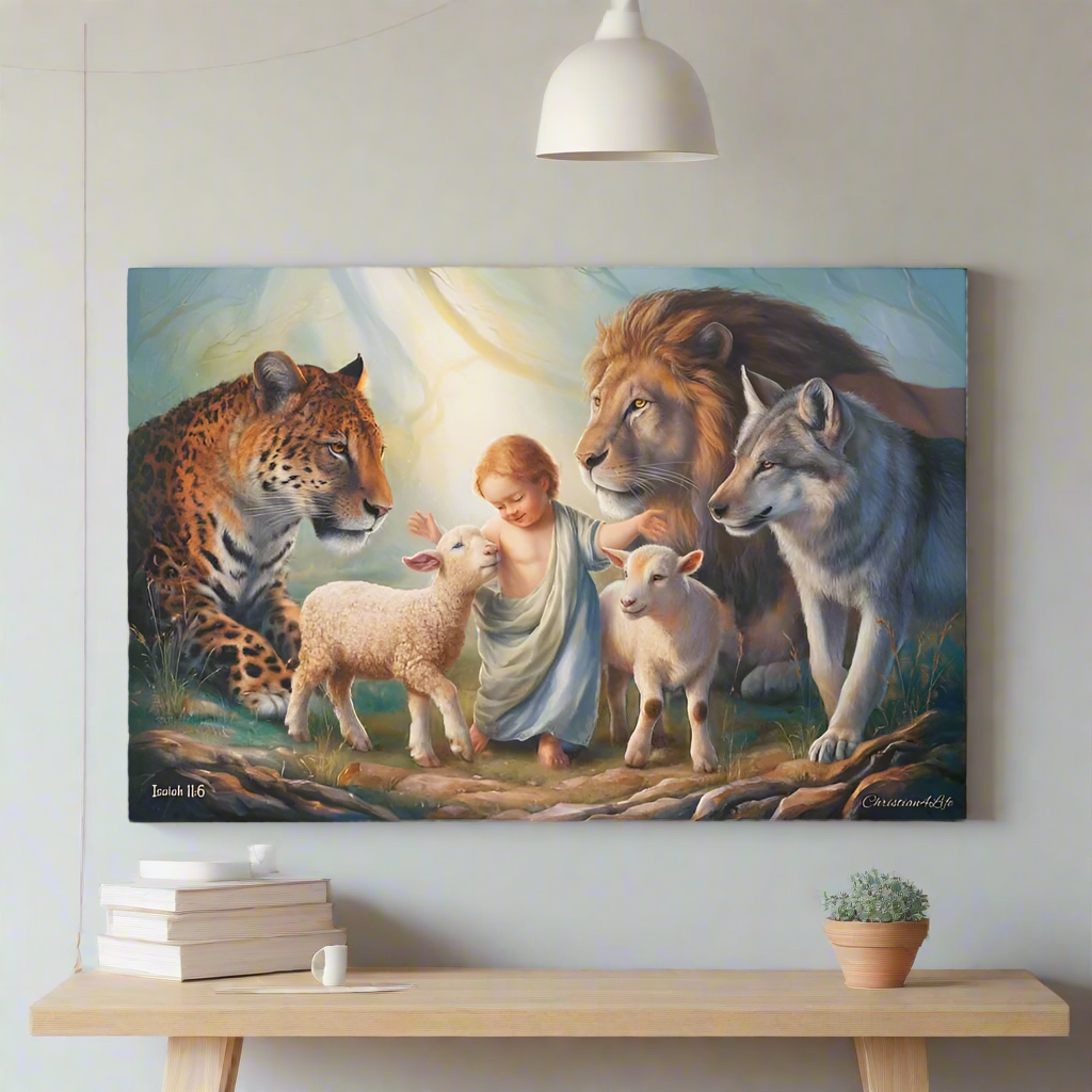 Kingdom Gallery Wrapped Christian Wall Art Canvas Isaiah 11:6 - Canvas