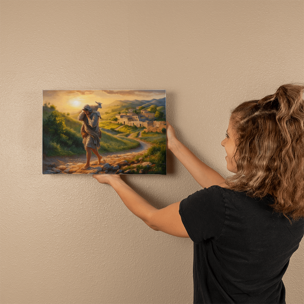 The Good Shepherd Saves Sheep - Gallery Wrapped Christian Wall Art Canvas - Canvas