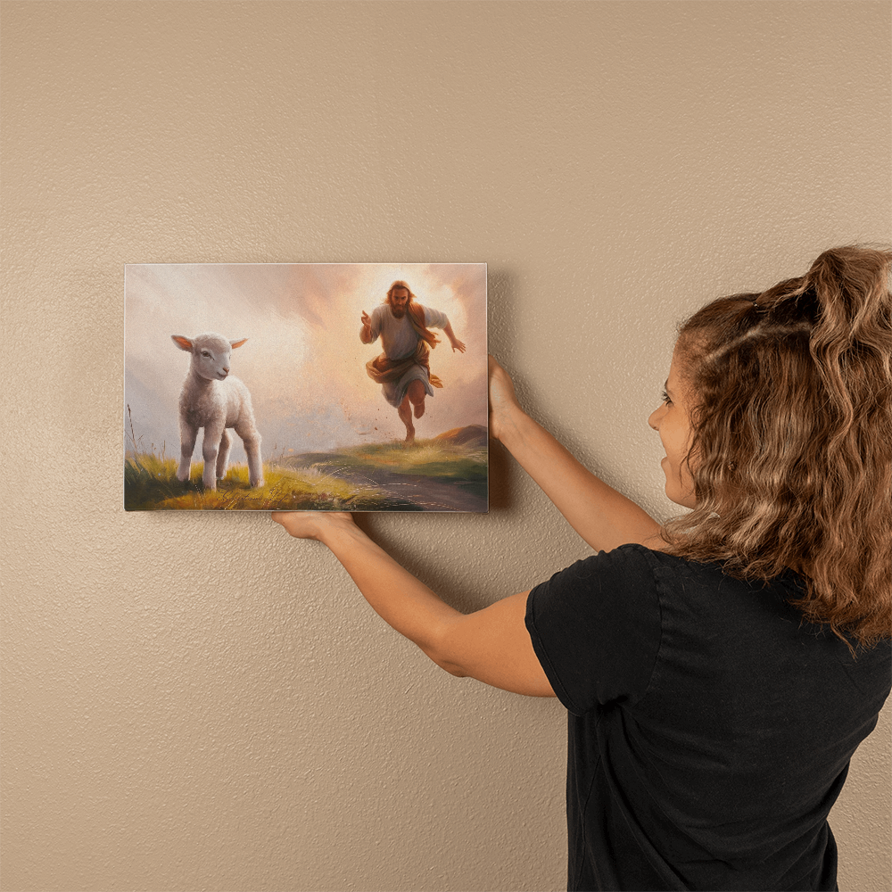 The Good Shepherd Runs After Sheep - Gallery Wrapped Christian Wall Art Canvas - Canvas