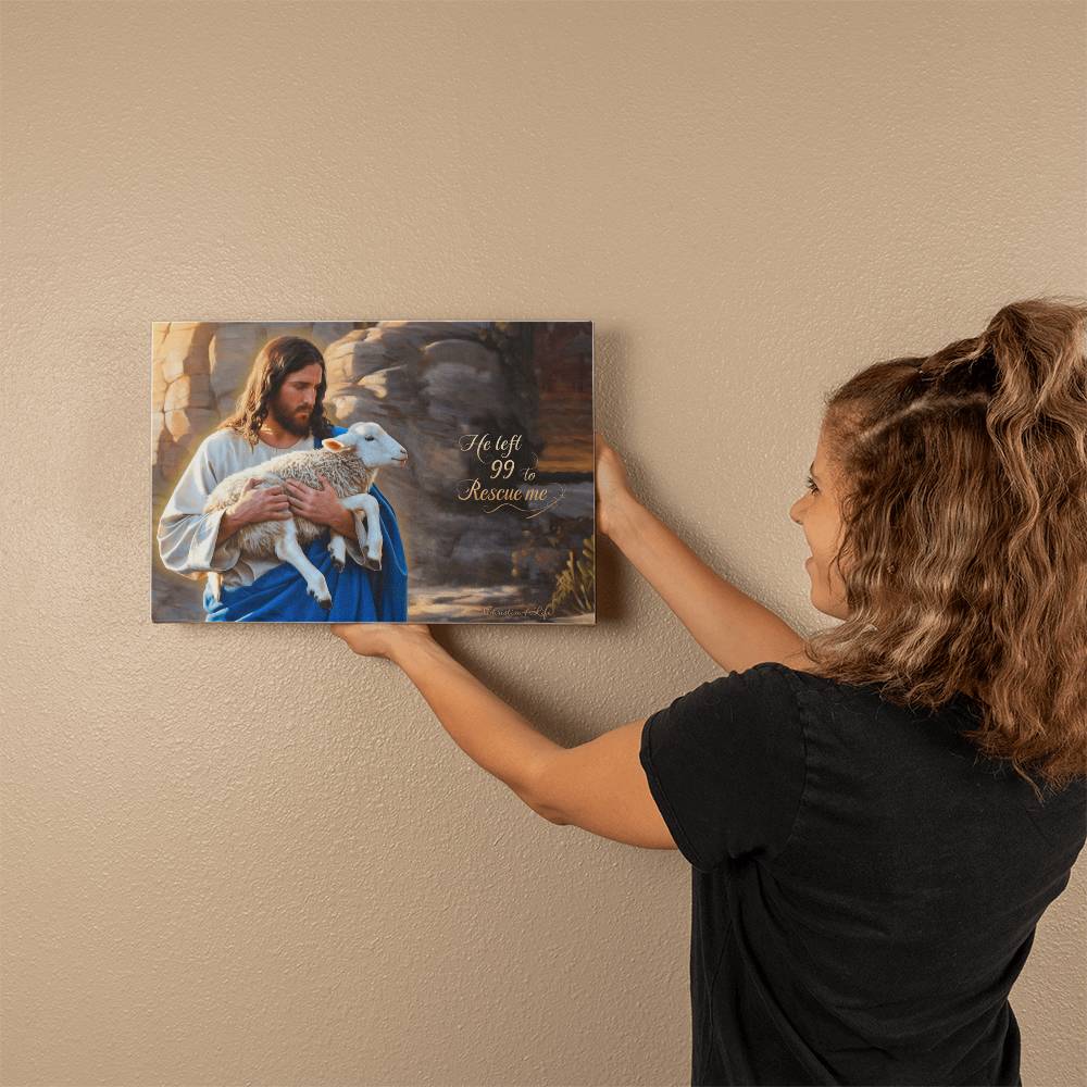 He Left 99 to rescue me - Good Shepherd Gallery Wrapped Christian Wall Art Canvas - Canvas