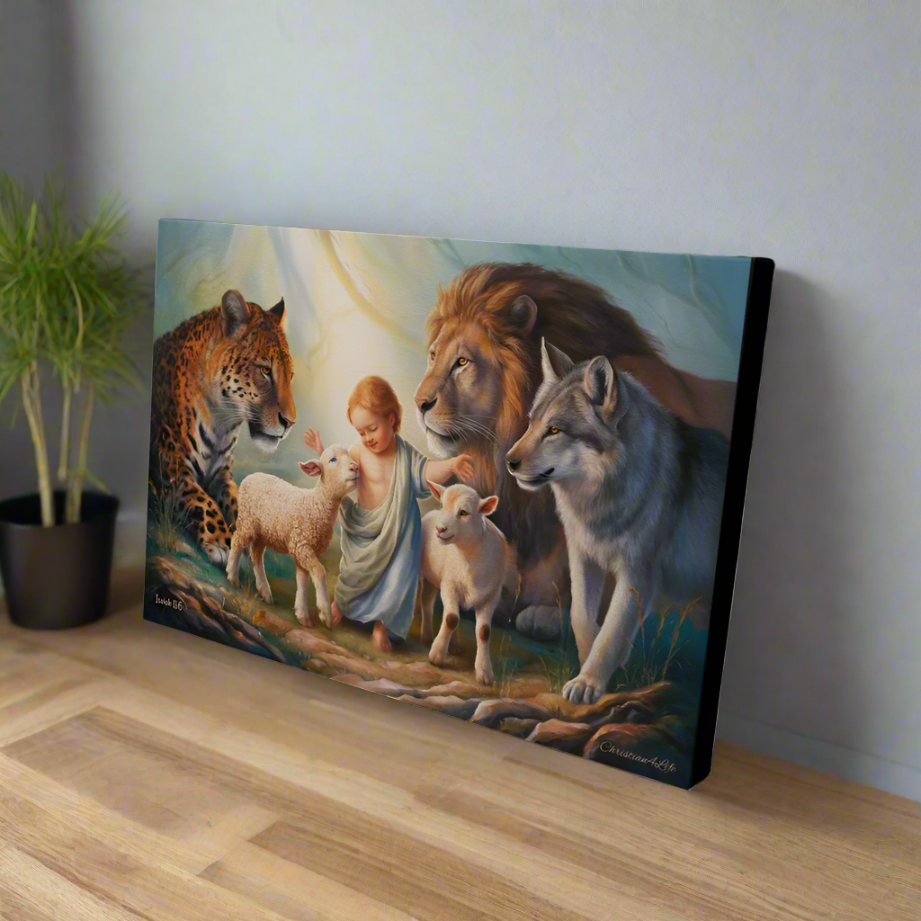 Kingdom Gallery Wrapped Christian Wall Art Canvas Isaiah 11:6 - Canvas