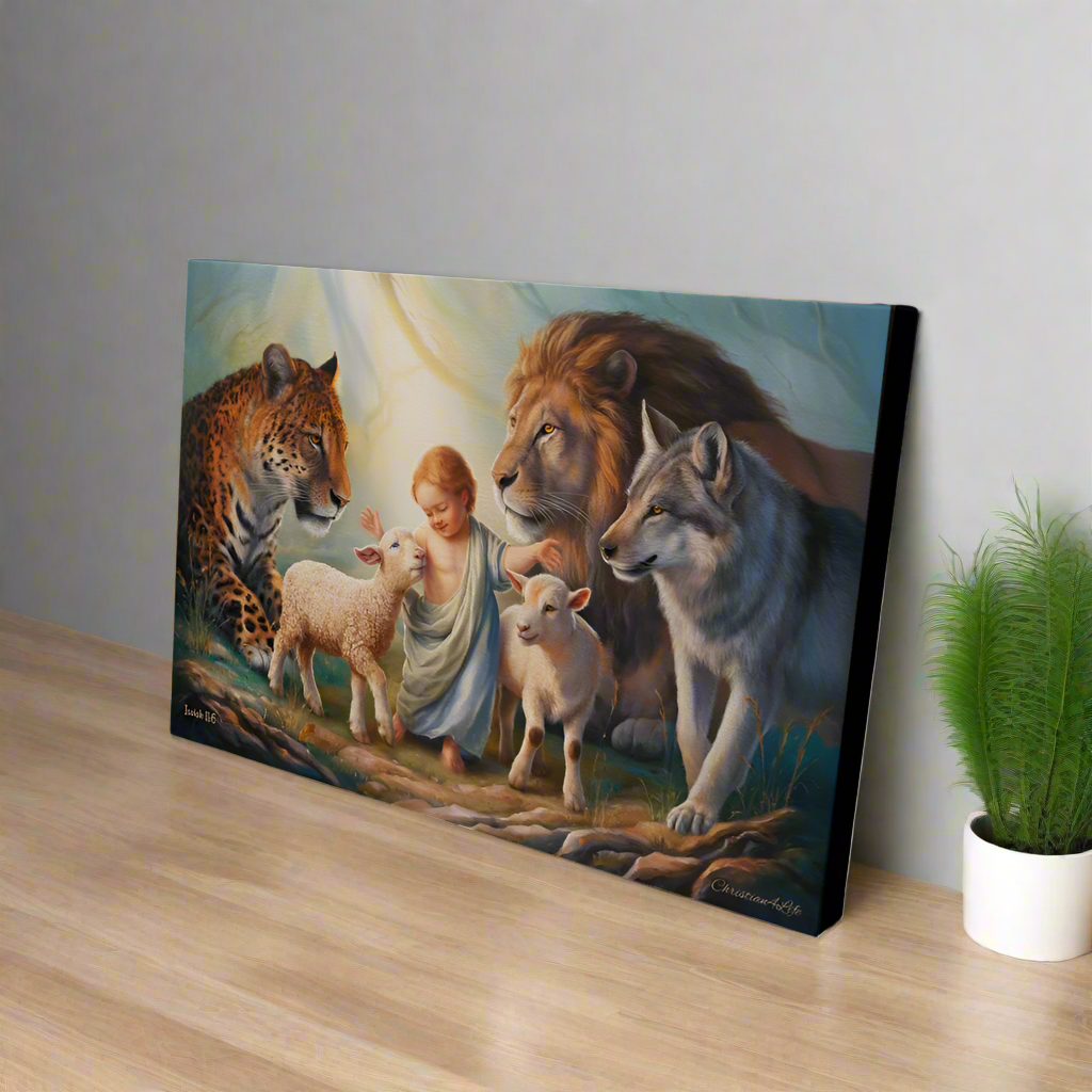 Kingdom Gallery Wrapped Christian Wall Art Canvas Isaiah 11:6 - Canvas