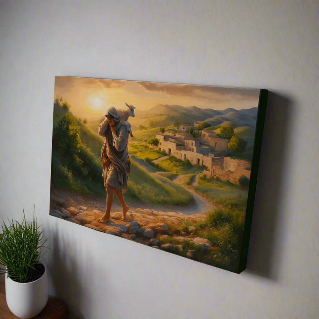The Good Shepherd Saves Sheep - Gallery Wrapped Christian Wall Art Canvas - Canvas