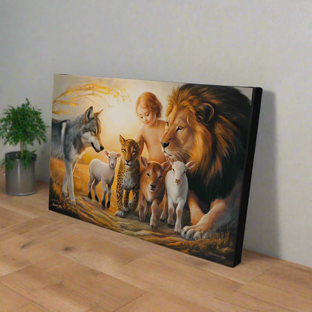 Kingdom To Come Isaiah 11:6 Gallery Wrapped Christian Wall Art Canvas - Canvas