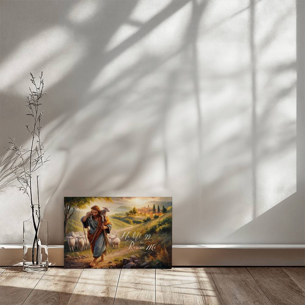 ’He Left 99 To Rescue Me’ Gallery Wrapped Christian Wall Art Canvas - Canvas