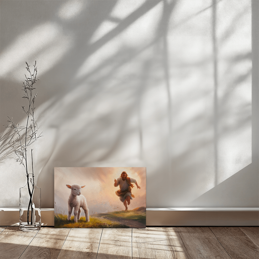 The Good Shepherd Runs After Sheep - Gallery Wrapped Christian Wall Art Canvas - Canvas