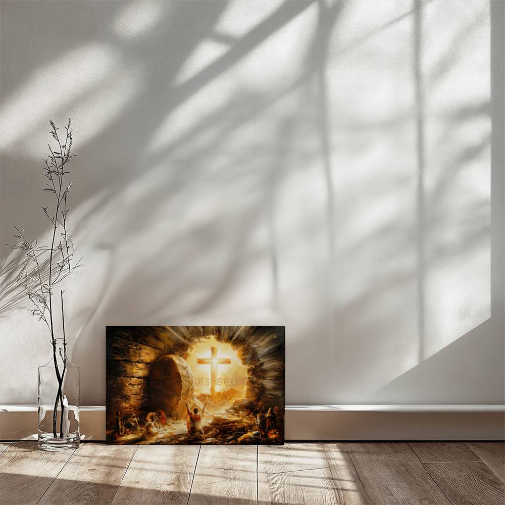 He Is Risen - Gallery Wrapped Canvas - Jesus Resurrection Christian Easter Wall Art - Canvas
