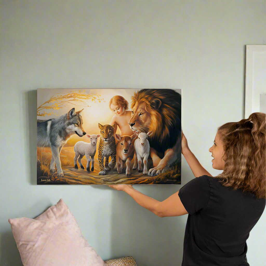 Kingdom To Come Isaiah 11:6 Gallery Wrapped Christian Wall Art Canvas - 30’’ x 20’’ - Canvas