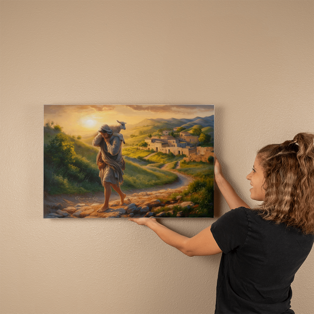 The Good Shepherd Saves Sheep - Gallery Wrapped Christian Wall Art Canvas - Canvas