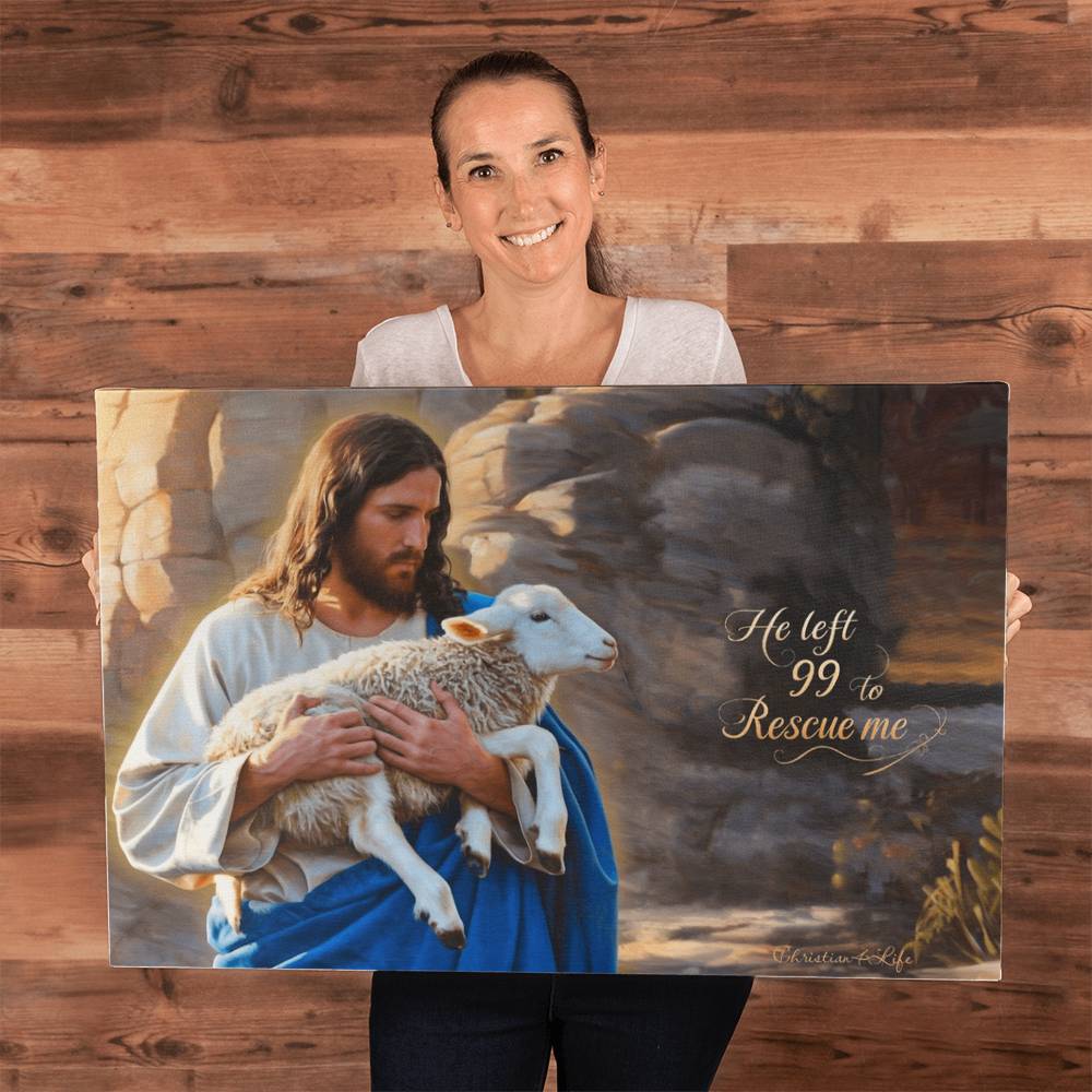 He Left 99 to rescue me - Good Shepherd Gallery Wrapped Christian Wall Art Canvas - Canvas