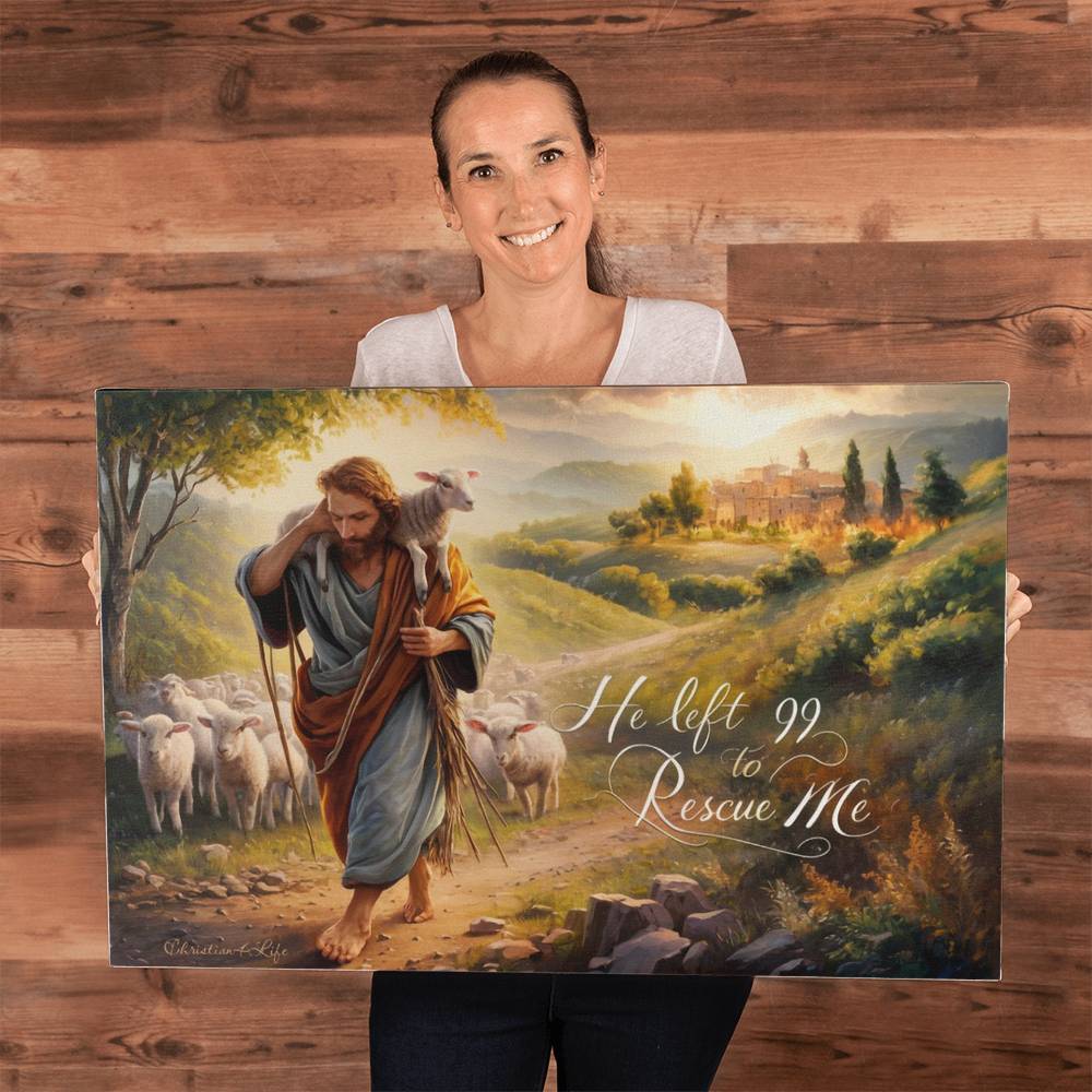 ’He Left 99 To Rescue Me’ Gallery Wrapped Christian Wall Art Canvas - Canvas