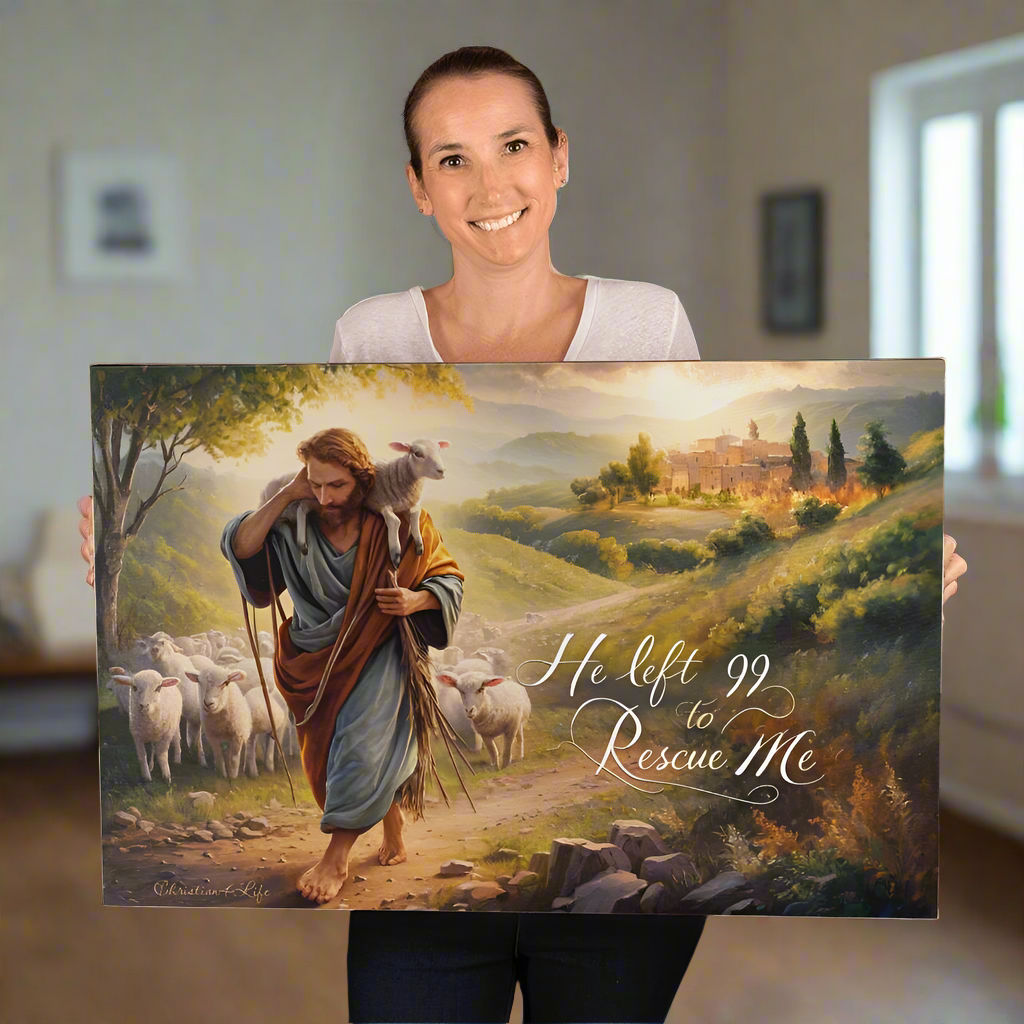 ’He Left 99 To Rescue Me’ Gallery Wrapped Christian Wall Art Canvas - Canvas