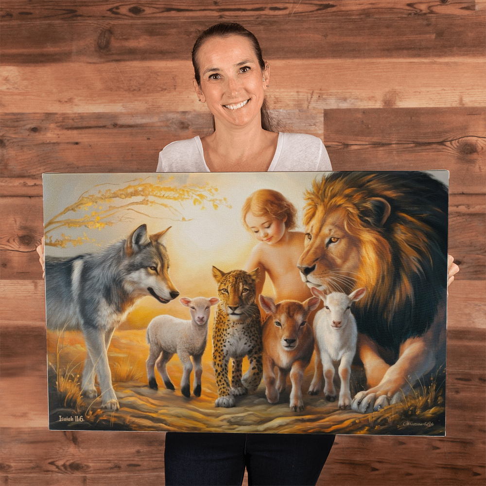 Kingdom To Come Isaiah 11:6 Gallery Wrapped Christian Wall Art Canvas - Canvas