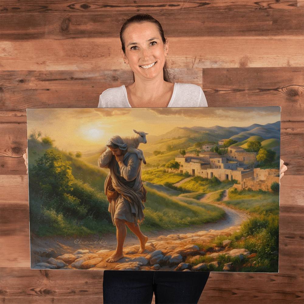 The Good Shepherd Saves Sheep - Gallery Wrapped Christian Wall Art Canvas - Canvas
