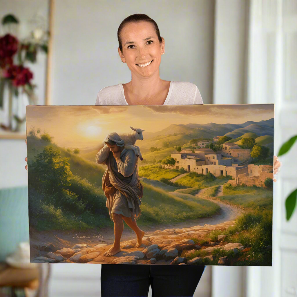 The Good Shepherd Saves Sheep - Gallery Wrapped Christian Wall Art Canvas - Canvas