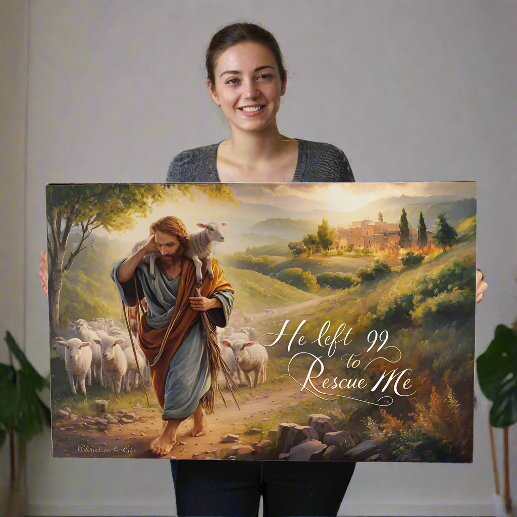 ’He Left 99 To Rescue Me’ Gallery Wrapped Christian Wall Art Canvas - Canvas