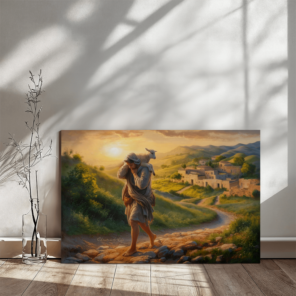 The Good Shepherd Saves Sheep - Gallery Wrapped Christian Wall Art Canvas - Canvas
