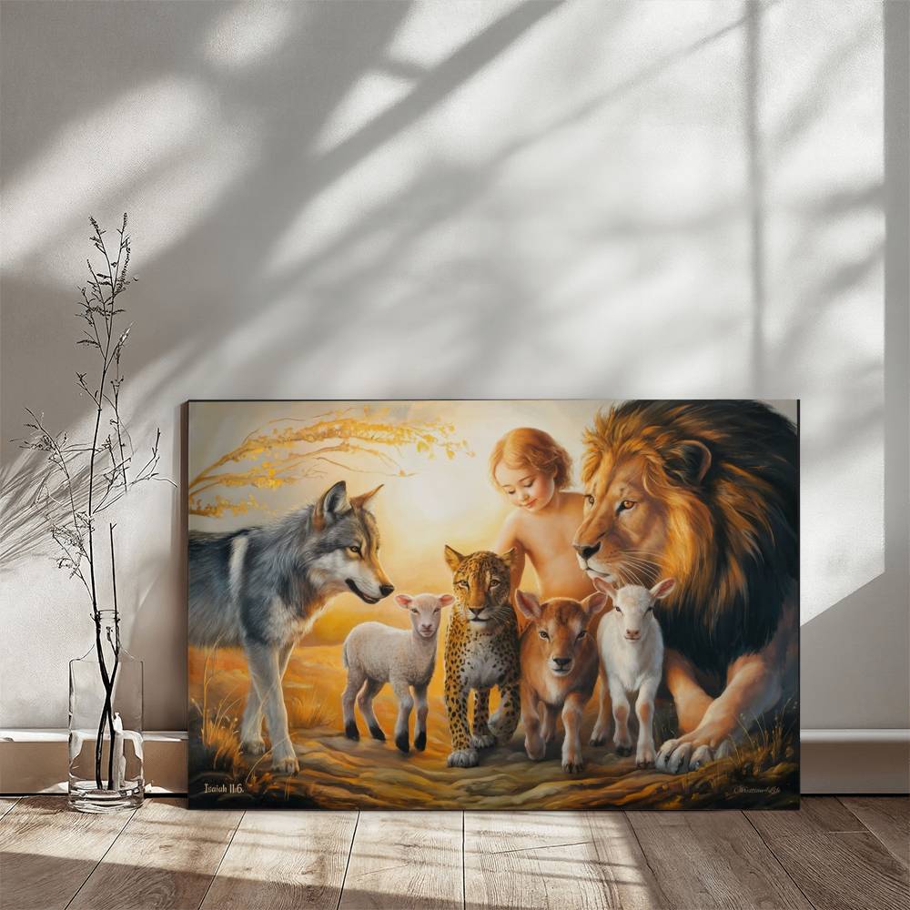 Kingdom To Come Isaiah 11:6 Gallery Wrapped Christian Wall Art Canvas - Canvas