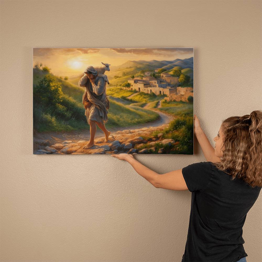 The Good Shepherd Saves Sheep - Gallery Wrapped Christian Wall Art Canvas - Canvas