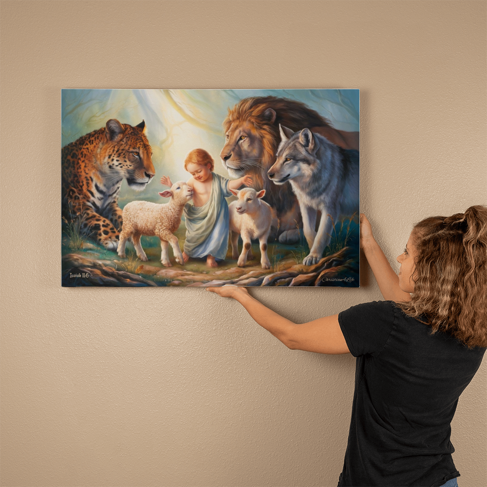 Kingdom Gallery Wrapped Christian Wall Art Canvas Isaiah 11:6 - Canvas