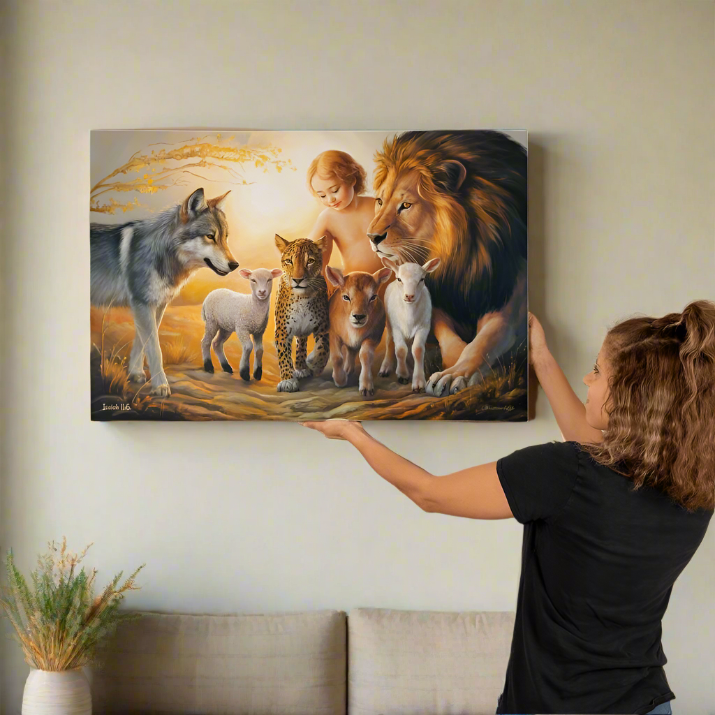 Kingdom To Come Isaiah 11:6 Gallery Wrapped Christian Wall Art Canvas - Canvas