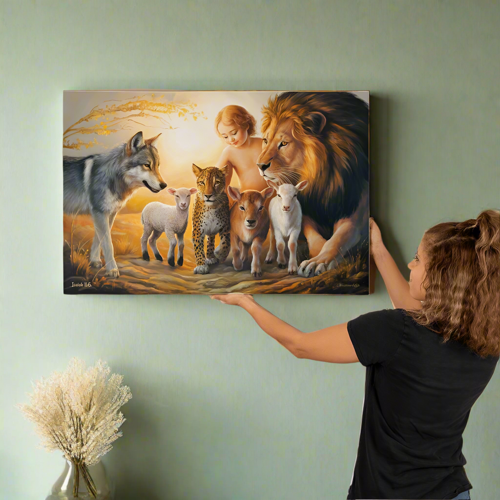 Kingdom To Come Isaiah 11:6 Gallery Wrapped Christian Wall Art Canvas - 36’’ x 24’’ - Canvas